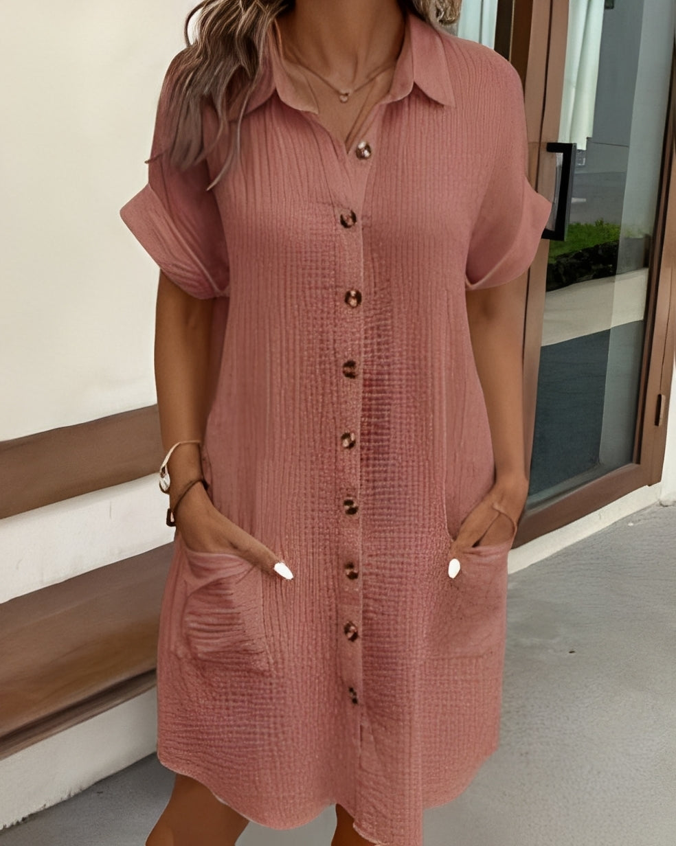 Abito Camicia Donna Monopetto Manica Lunga
