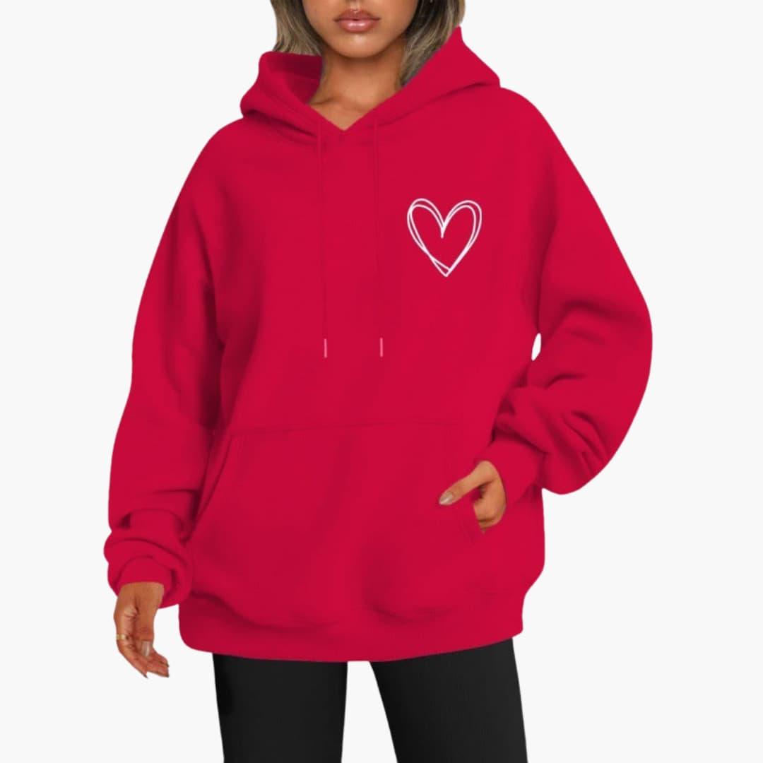 Felpa Donna con Cappuccio Stampa Cuore Regular Fit