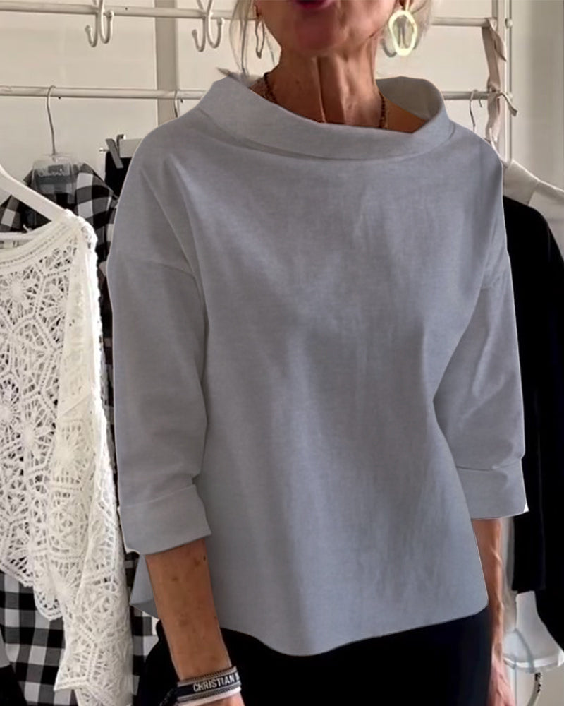Blusa Donna Casual Scollo a Cascata Manica