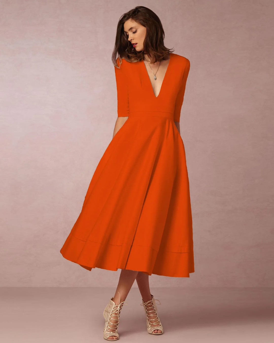 Abito Maxi Donna Scollo a V Elegante