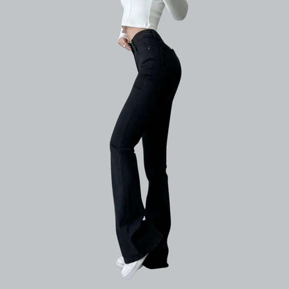 Jeans Donna Vita Alta con Frange a Cuore Taglio Svasato