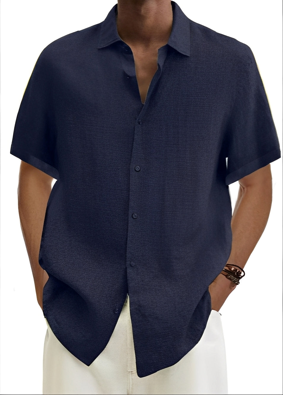 Camicia Uomo Cotone Bottoni Vestibilità Larga