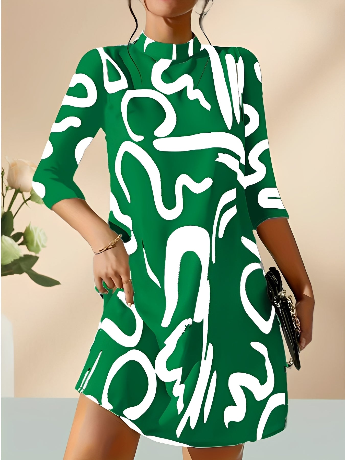 Abito Mini Donna Manica Stile Elegante