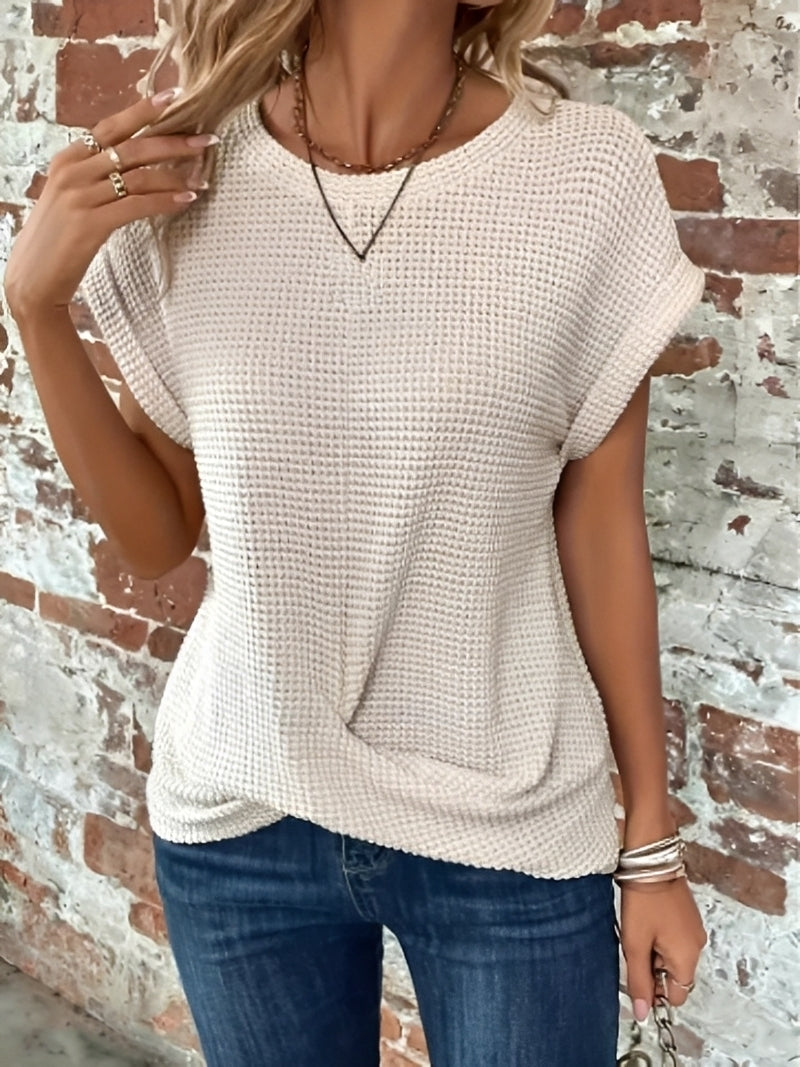 Maglia Donna in Tessuto Waffle Manica Corta