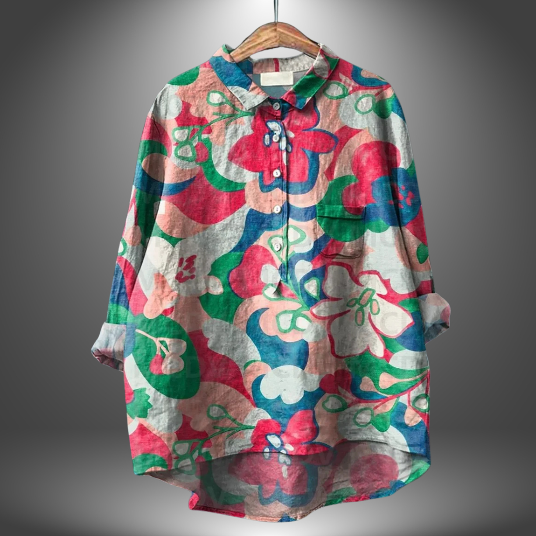 Camicia Donna Manica Lunga Fantasia Floreale