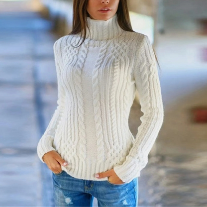 Maglione Donna a Treccia Collo Alto Morbido