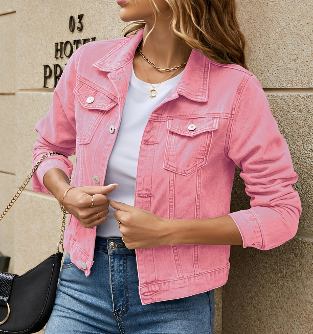 Giacca Jeans Donna con Colletto Rever Moderno