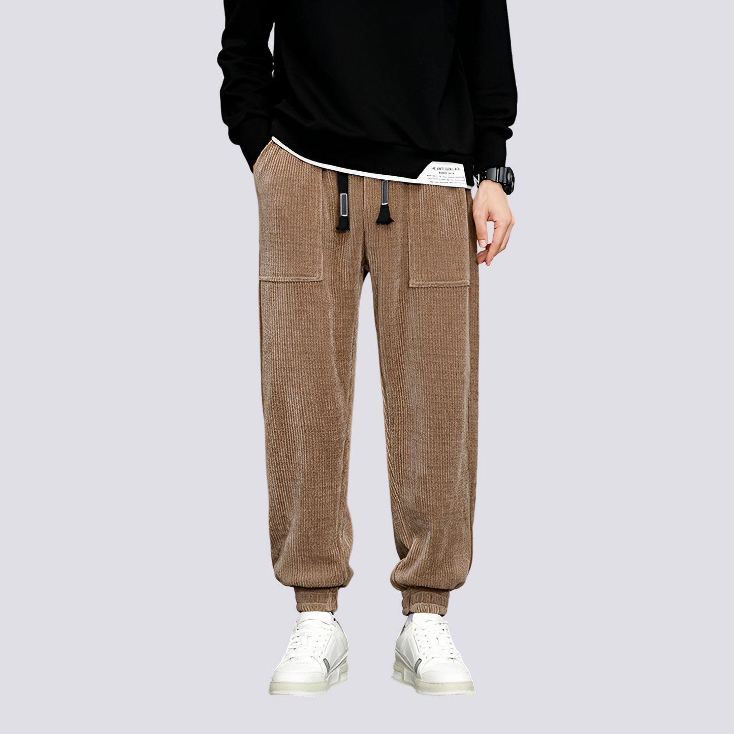 Pantaloni Jogging Uomo in Velluto a Coste Vestibilità Comoda