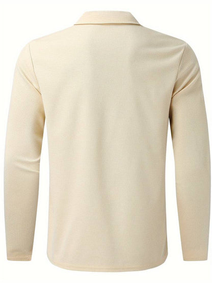 Maglia Uomo in Tessuto Waffle Manica Lunga Scollo a V