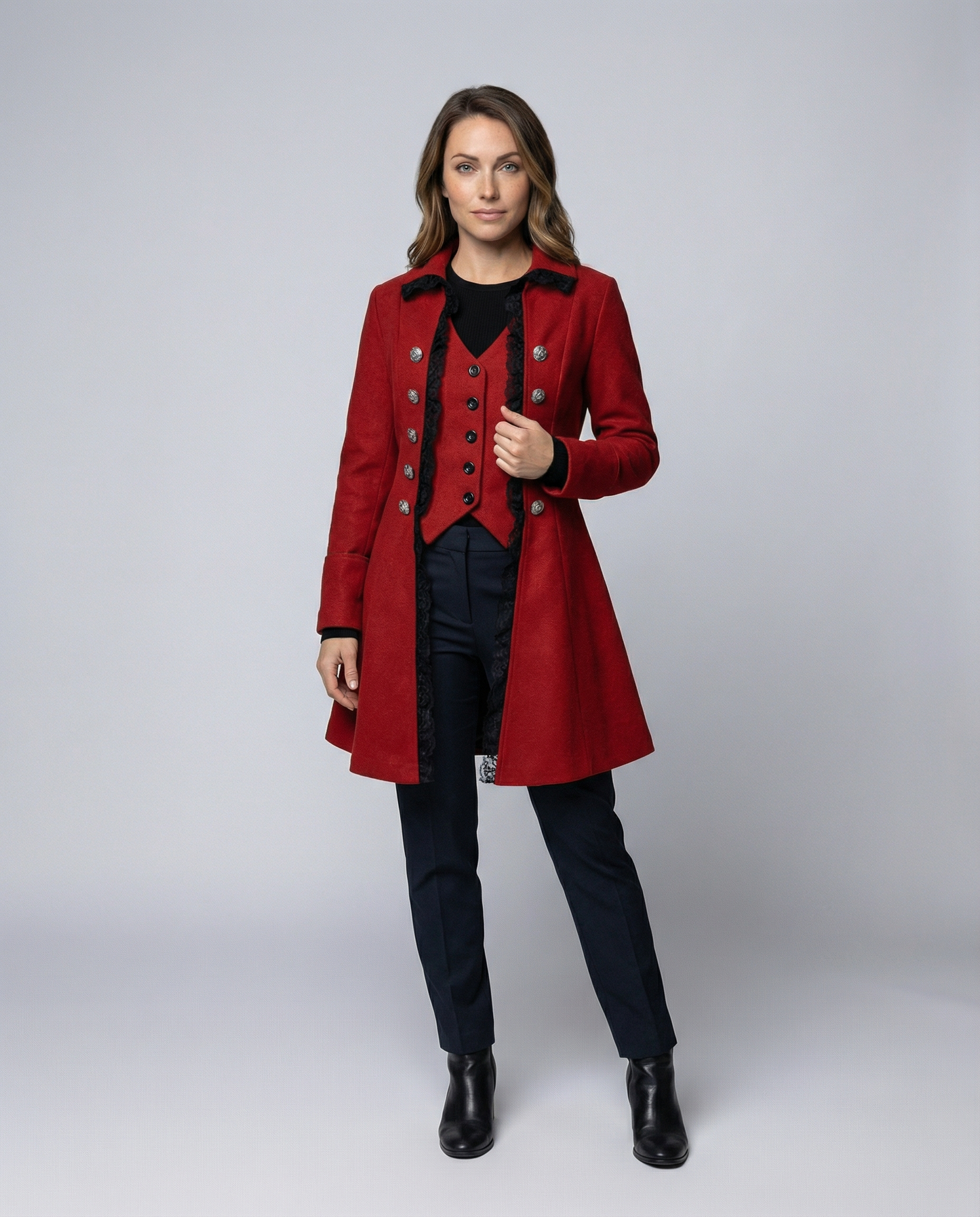 Cappotto Donna con Cappuccio Stile Storico