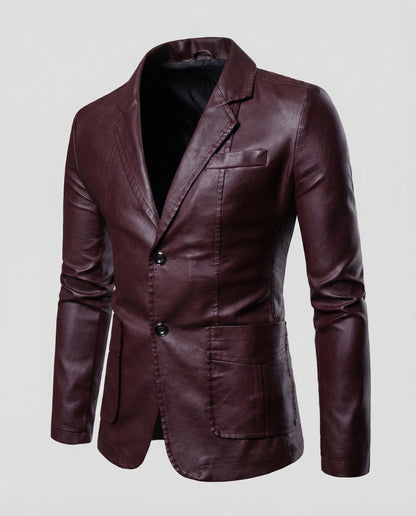 Blazer Uomo in Pelle Elegante Slim Fit