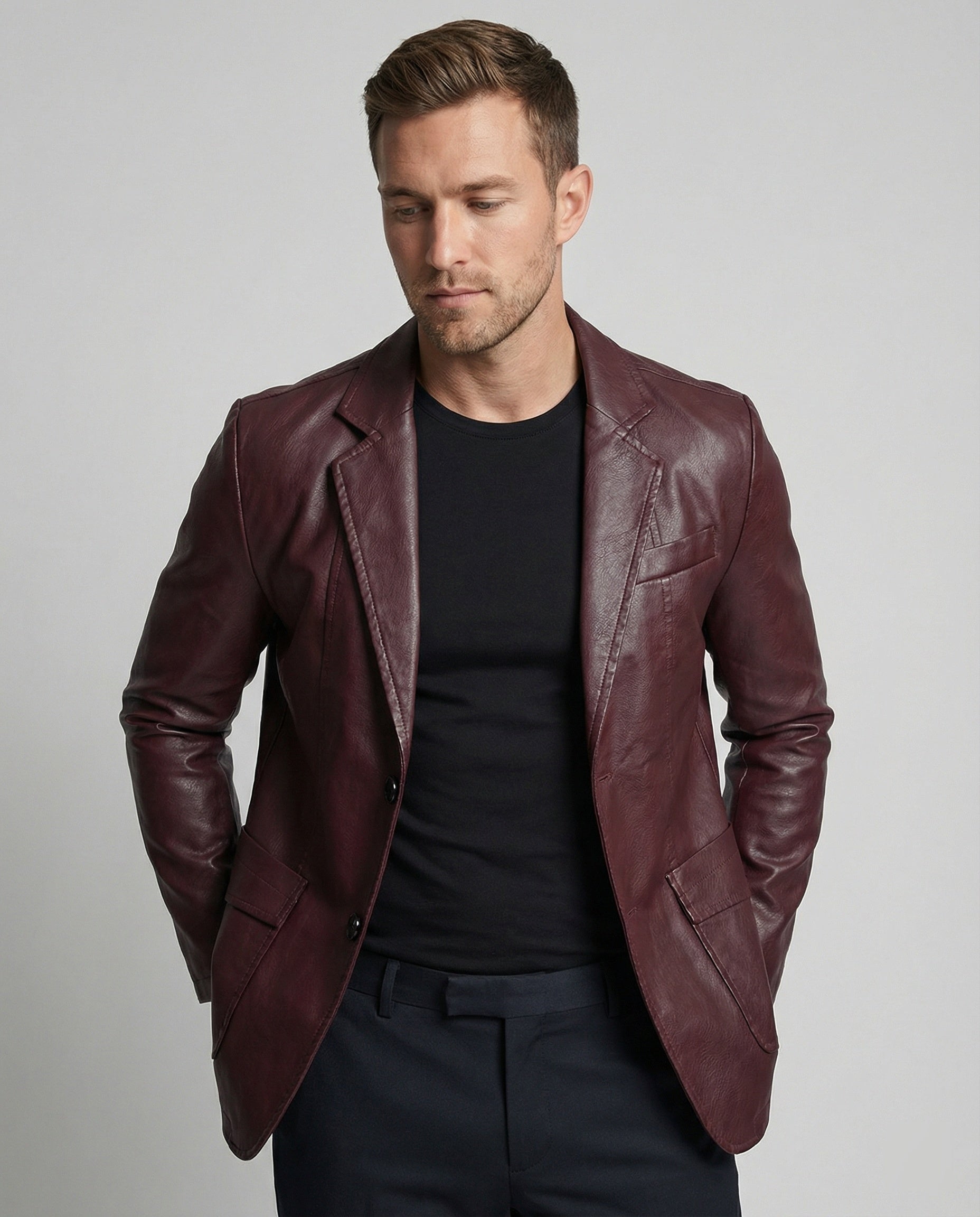 Blazer Uomo in Pelle Elegante Slim Fit - Brentozzi