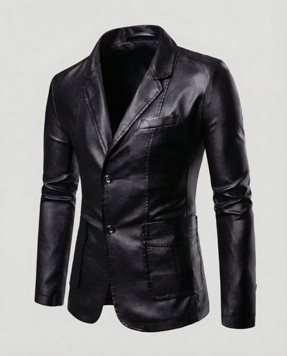 Blazer Uomo in Pelle Elegante Slim Fit