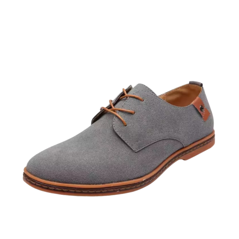 Scarpe Oxford Uomo in Camoscio con Tacco a Contrasto