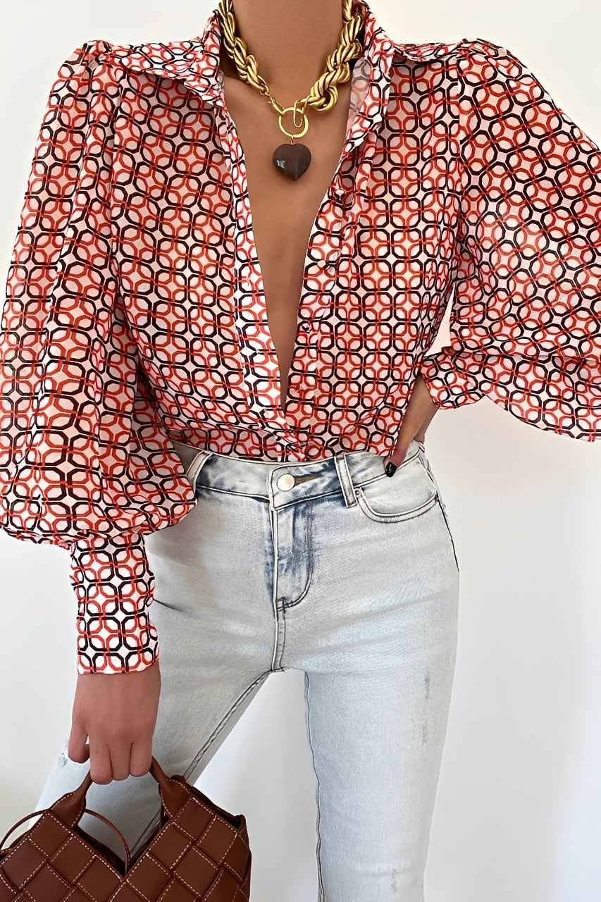 Blusa Donna con Maniche a Palloncino Elegante