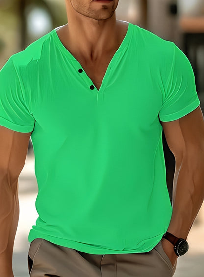 Camicia Uomo Casual Scollo a V Manica Lunga