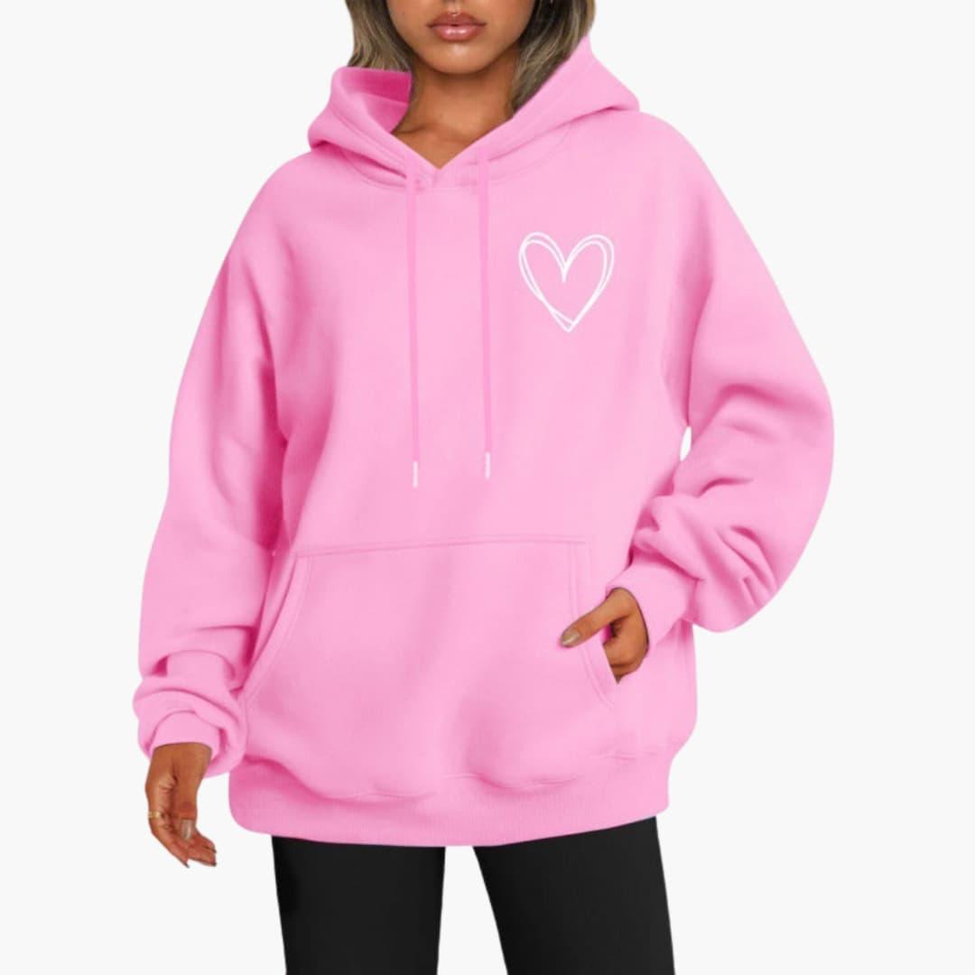 Felpa Donna con Cappuccio Stampa Cuore Regular Fit
