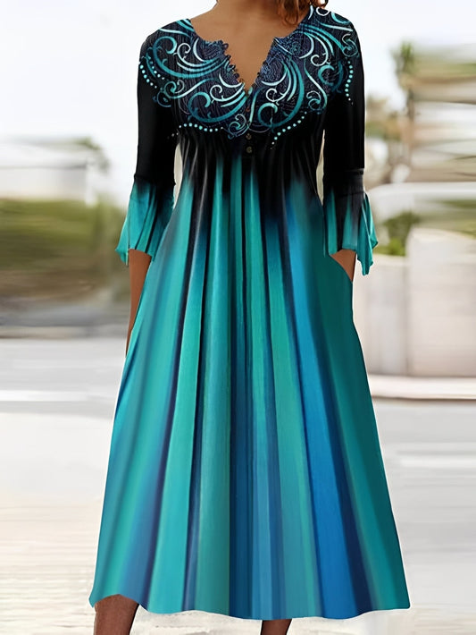 Abito Midi Donna Elegante Manica - Brentozzi