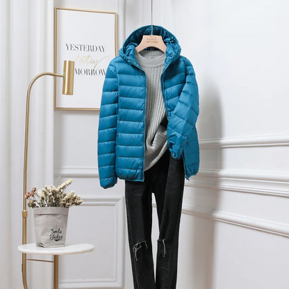 Piumino Donna con Cappuccio e Chiusura Zip