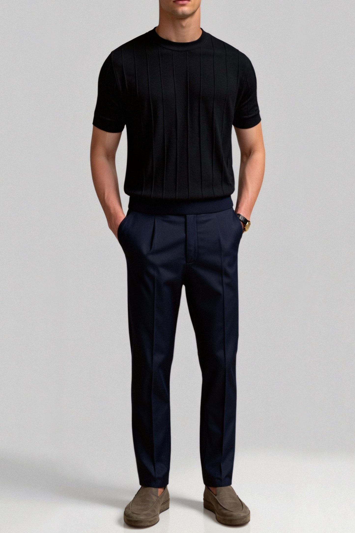 T-shirt Uomo Cotone Heavy Girocollo a Righe