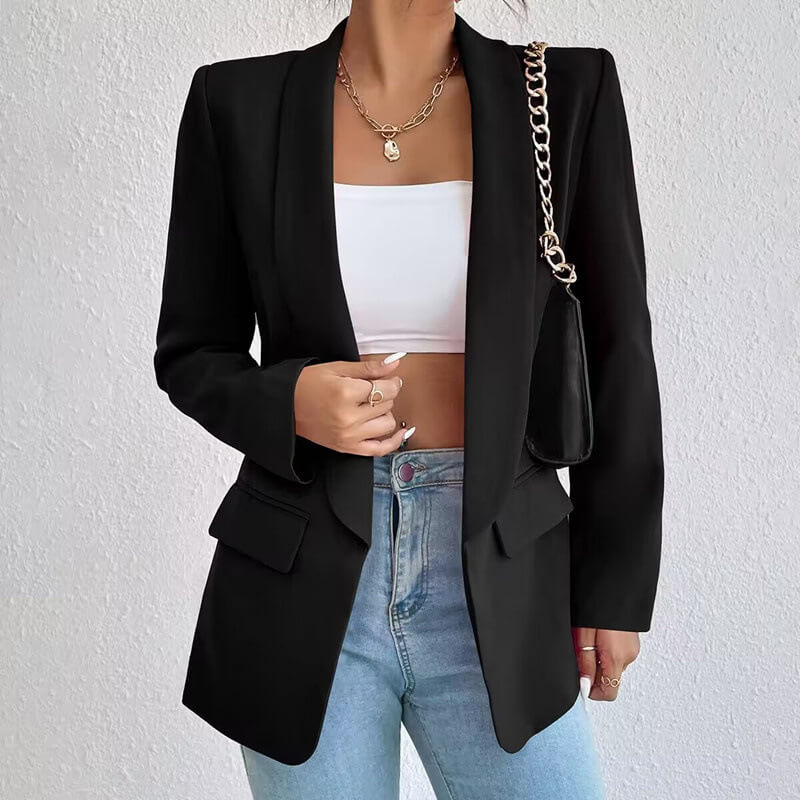 Blazer Donna Manica Lunga Linee Sobrie