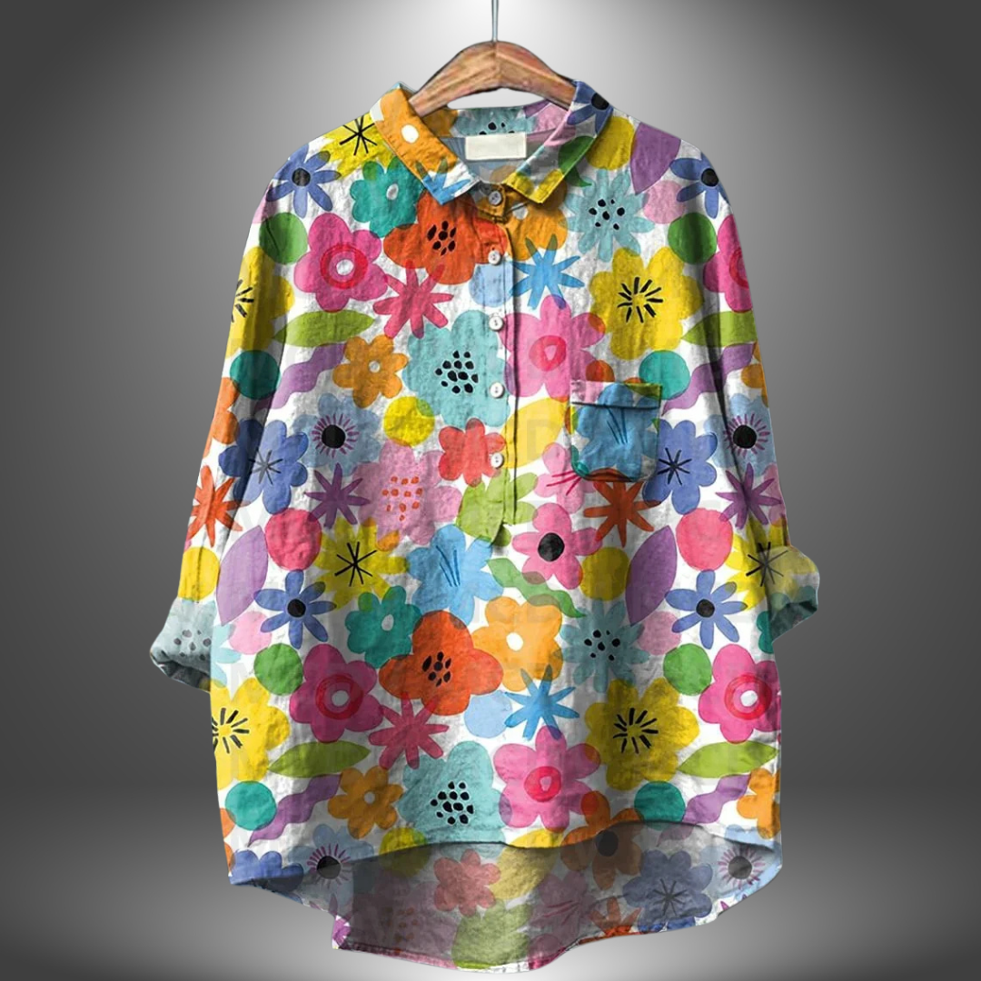 Camicia Donna Manica Lunga Fantasia Floreale