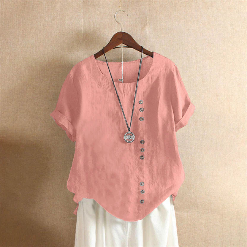Camicia Donna Lino Manica Corta Stile Casual Estate - Brentozzi