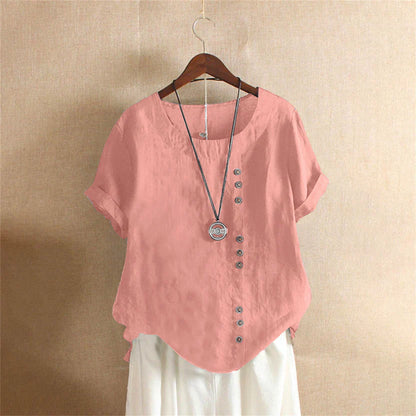 Camicia Donna Manica Corta con Bottoni Decorativi - Brentozzi