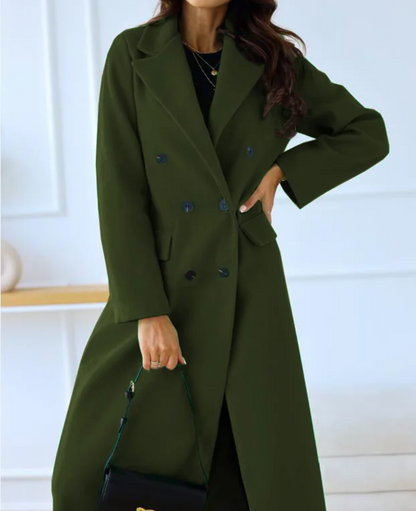 Trenchcoat Donna Elegante in Tessuto Sagomato Manica Lunga
