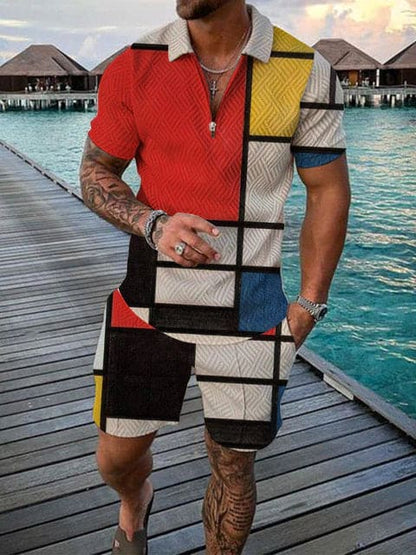 Completo Tempo Libero Uomo Due Pezzi con Stampa Casual