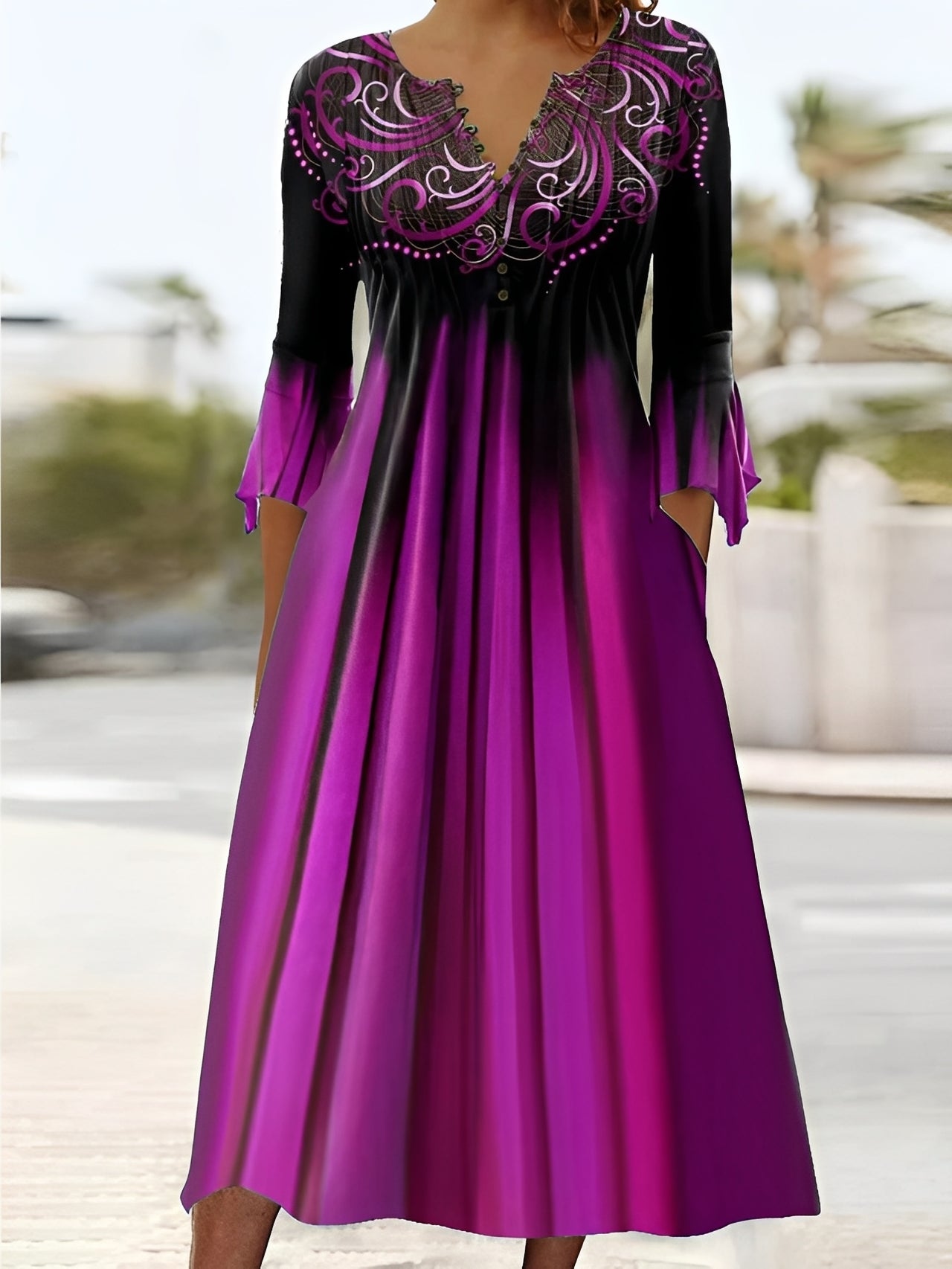Abito Midi Donna Elegante Manica