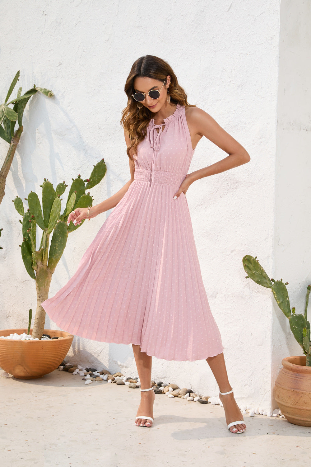Abito Plissé Donna Smanicato Scollo a Halter - Brentozzi