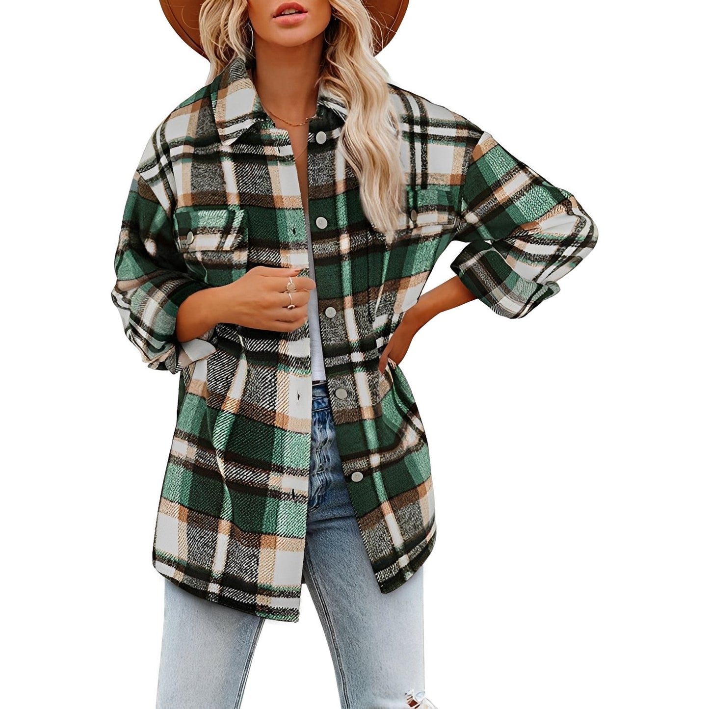 Camicia Donna in Lana a Quadri Regular Fit