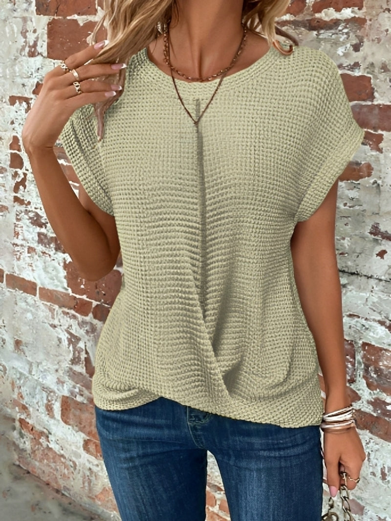 Maglia Donna in Tessuto Waffle Manica Corta
