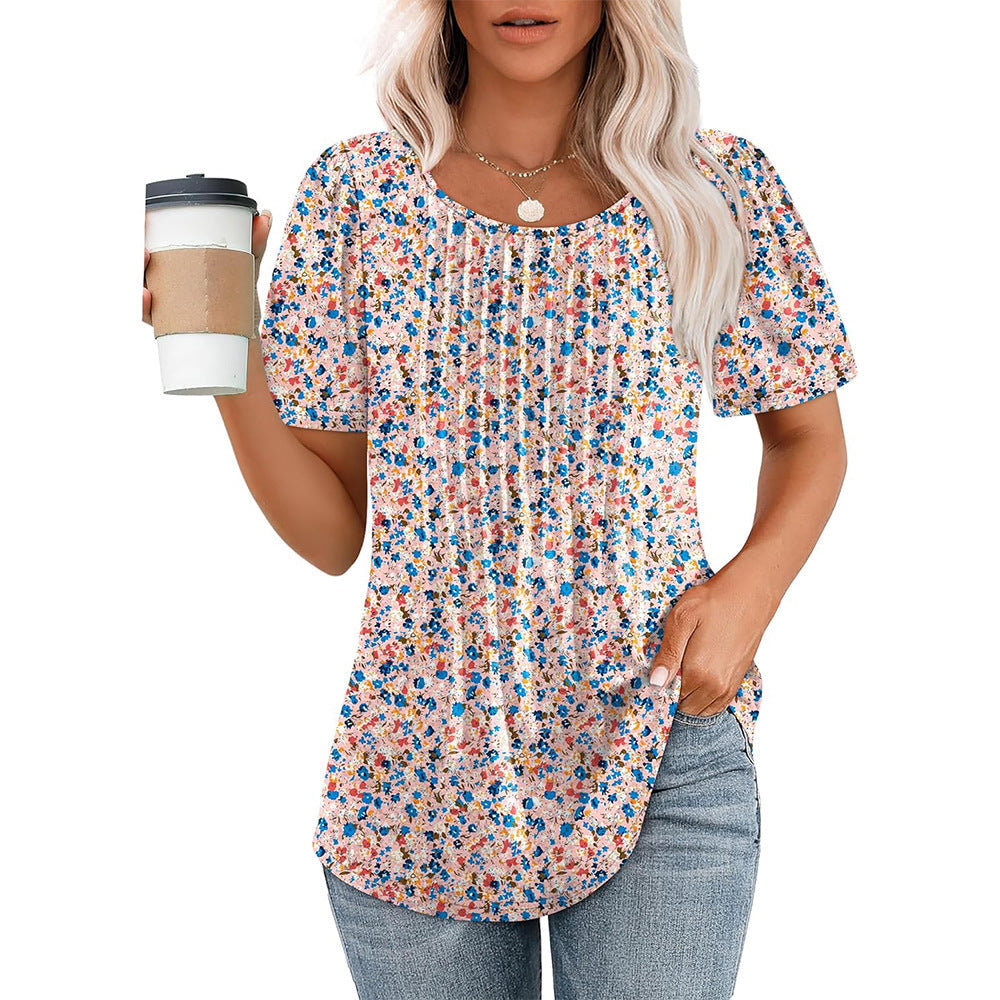 Camicia Plissé Donna Girocollo Stile Casual