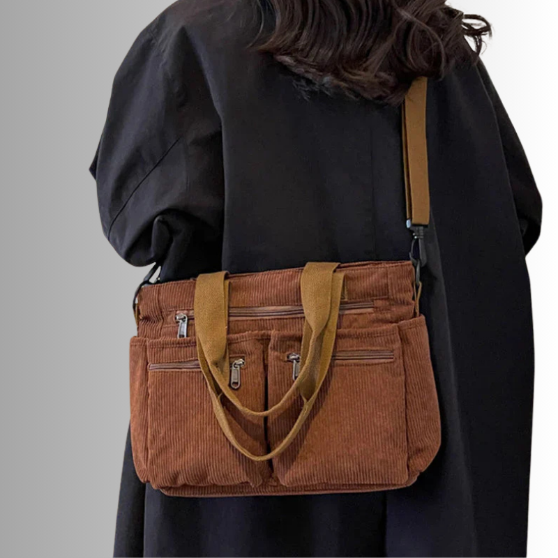 Borsa Tracolla Donna in Corda con Tasche con Zip