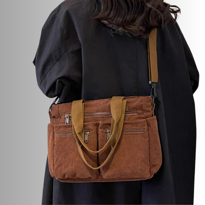 Borsa Tracolla Donna in Corda con Tasche con Zip