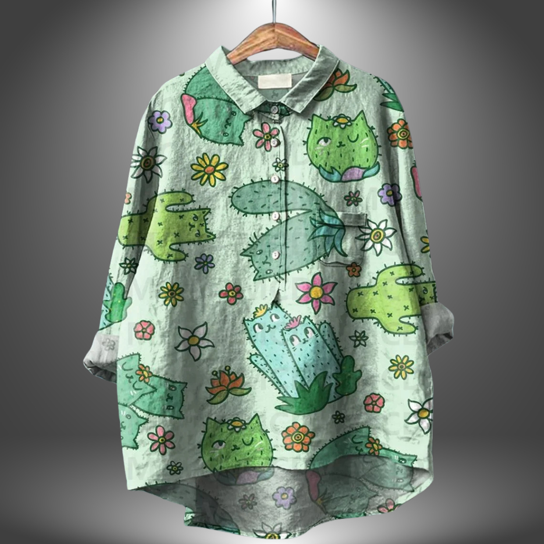 Camicia Donna Manica Lunga Fantasia Floreale