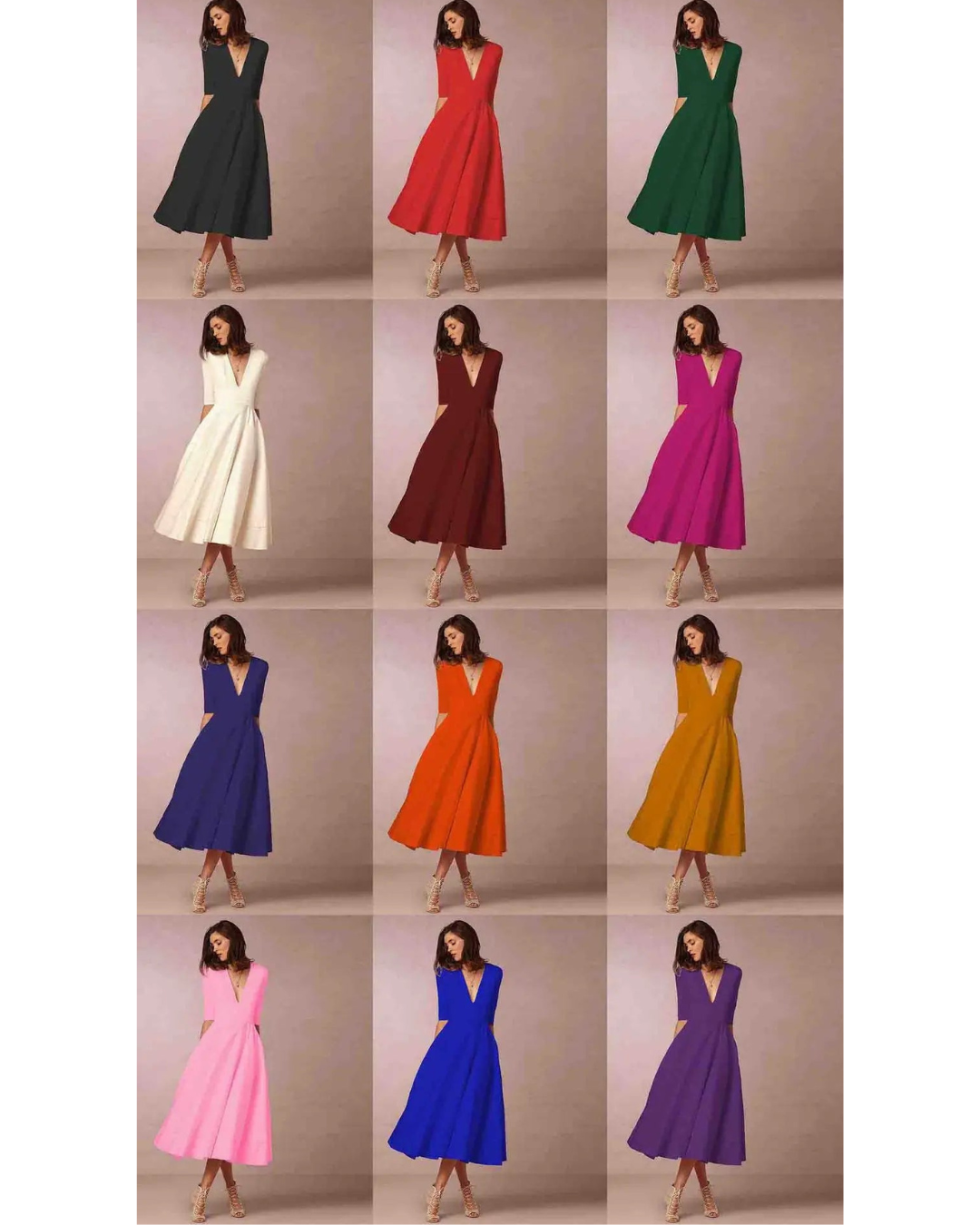 Abito Maxi Donna Scollo a V Elegante