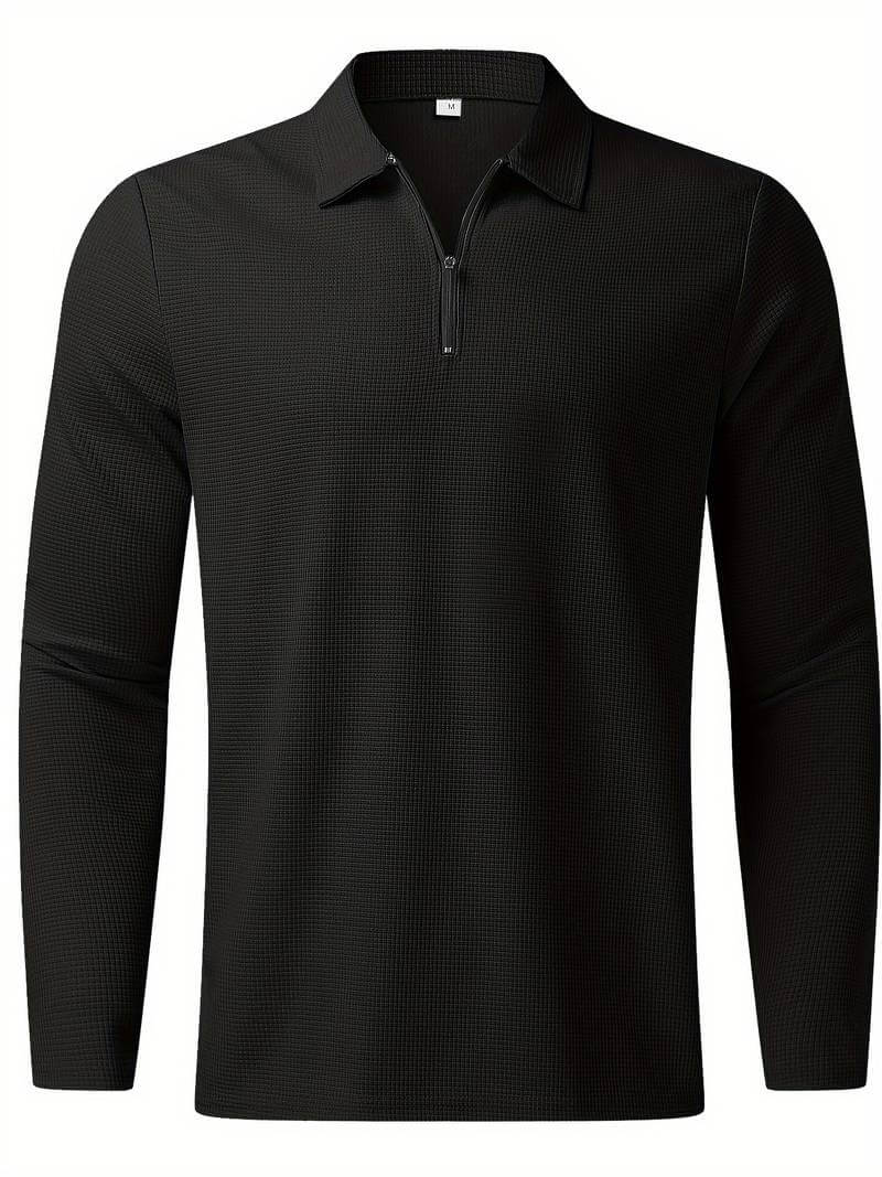 Maglia Uomo in Tessuto Waffle Manica Lunga Scollo a V