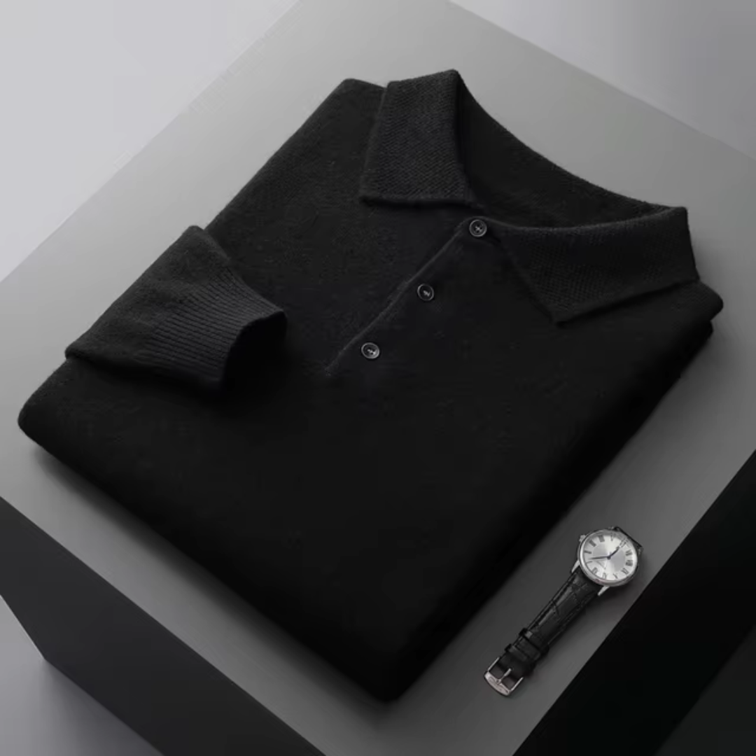 Maglione Uomo in Maglia Collo Polo con Bottoni e Manica Lunga
