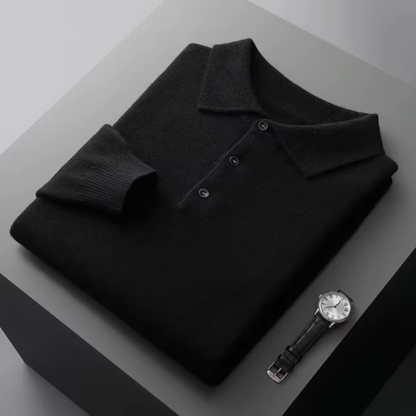 Maglione Uomo in Maglia Collo Polo con Bottoni e Manica Lunga