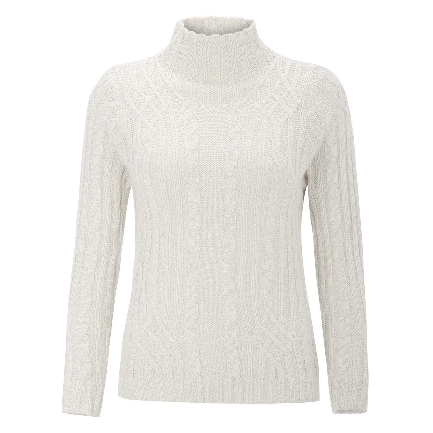 Maglione Donna a Treccia Collo Alto Morbido