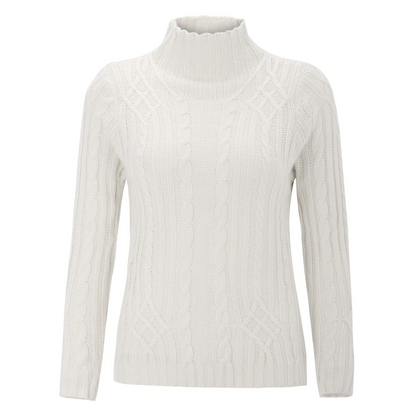 Maglione Donna a Treccia Collo Alto Morbido