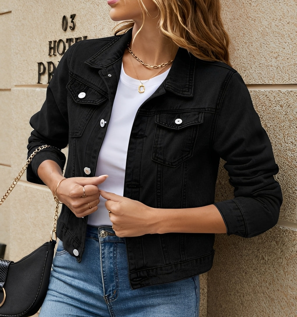 Giacca Jeans Donna con Colletto Rever Moderno