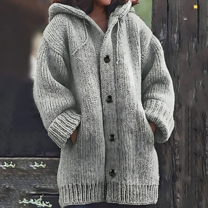 Cardigan Donna in Maglia con Cappuccio