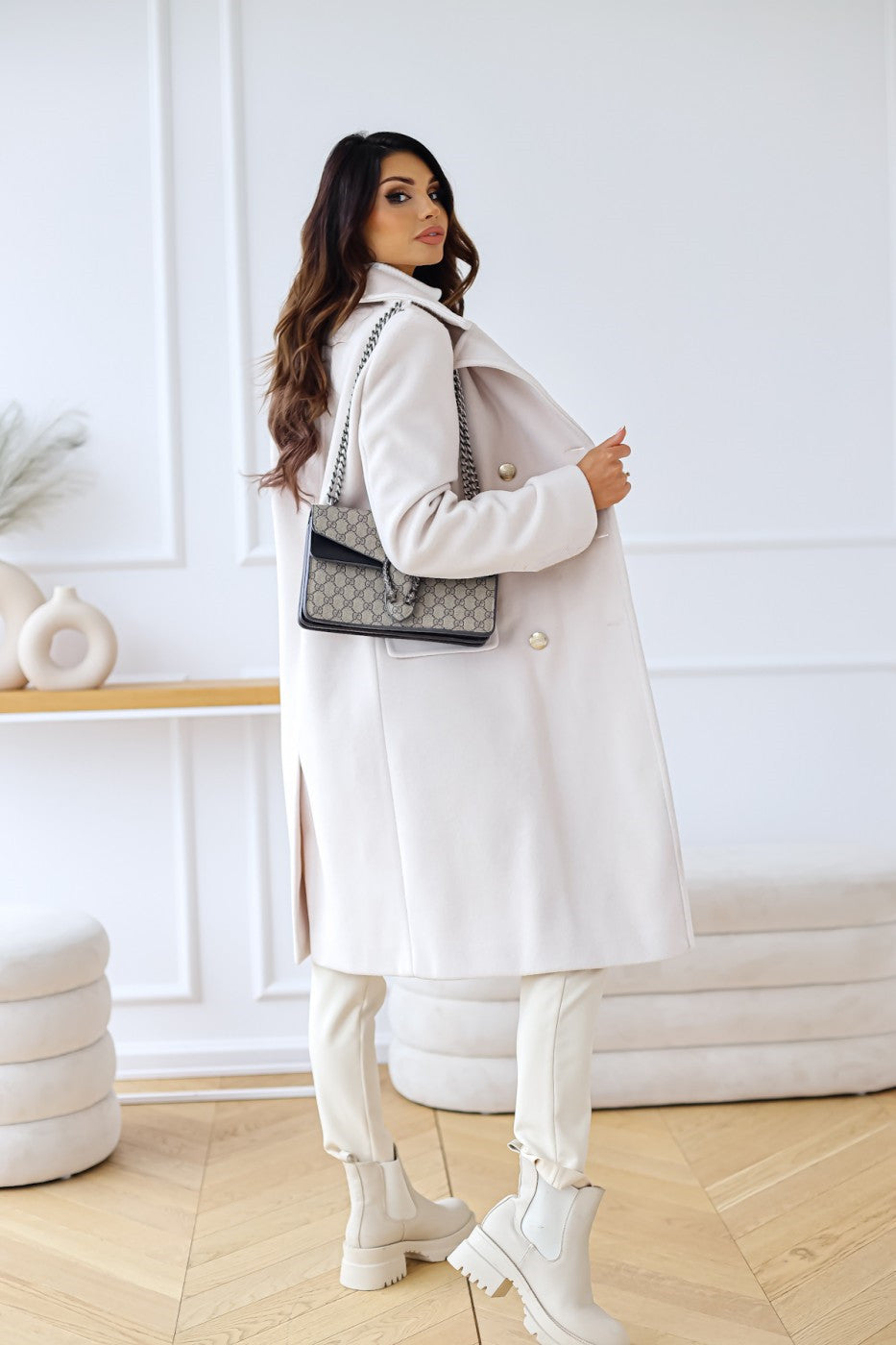Cappotto Donna Doppio Petto in Tessuto Morbido Classico