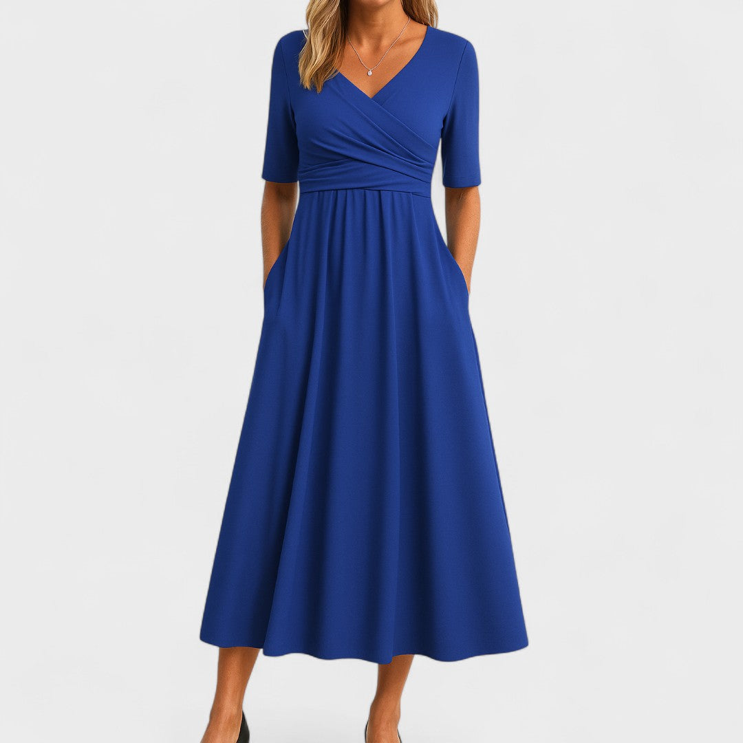 Abito Maxi Donna Scollo a V Manica Corta