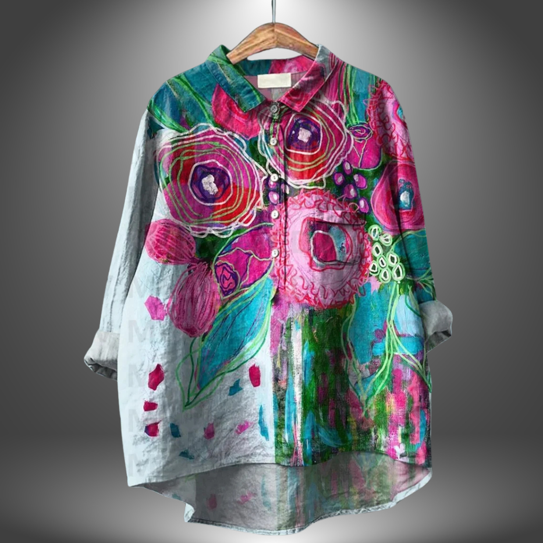 Camicia Donna Manica Lunga Fantasia Floreale