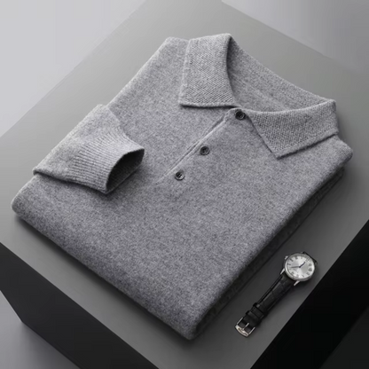 Maglione Uomo in Maglia Collo Polo con Bottoni e Manica Lunga
